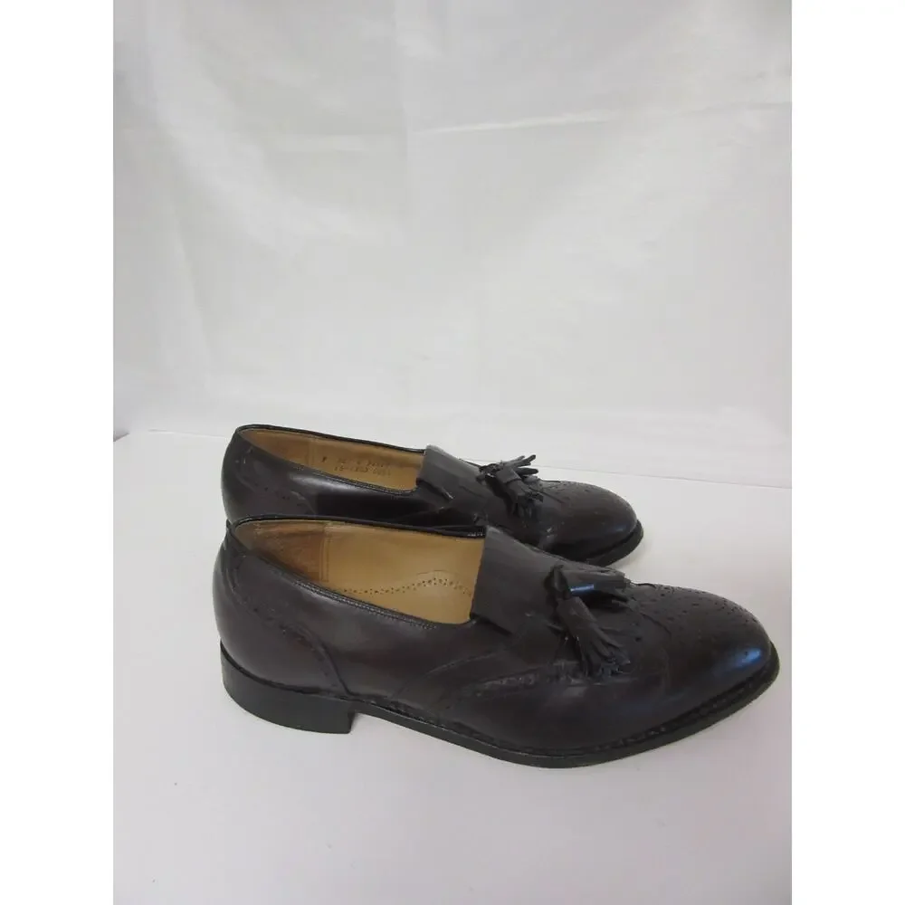 JOHNSTON & MURPHY Heritage Men's 9 Dark Brown Leather Wingtip Tassel Loafer USA